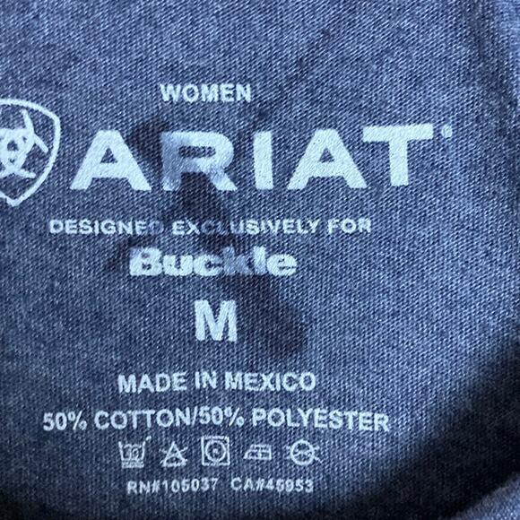 Ariat Womens Shirt Blue Geo Bronc Short Sleeve Cotton Blend Medium - Picture 6 of 11